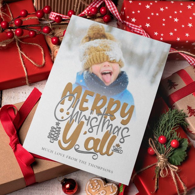 Feliz Natal Y'All Photo Artsy Typografia (Criador carregado)