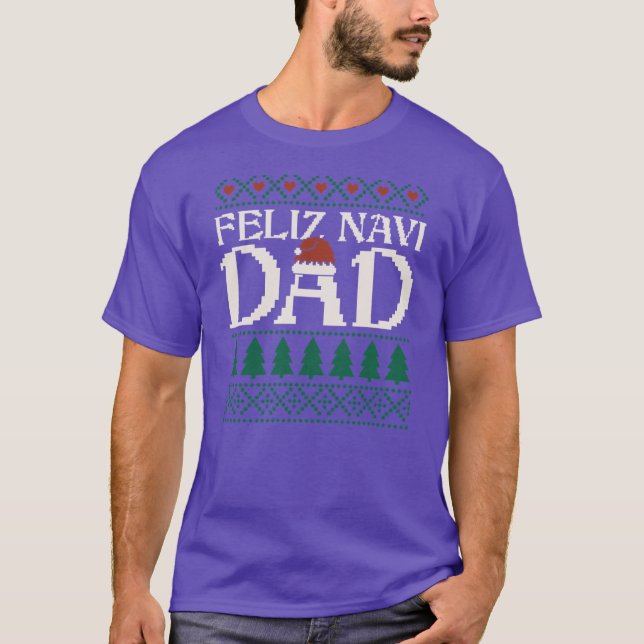 Feliz Navi Pai Suéter Feio de Natal Funny Spanis (Frente)
