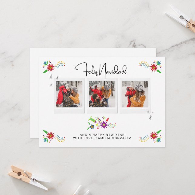 Feliz Navidad, Cartão com fotos espanhol (Frente/Verso In Situ)