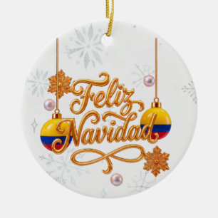 Feliz Navidad Colômbia Enfeite de Natal Personaliz