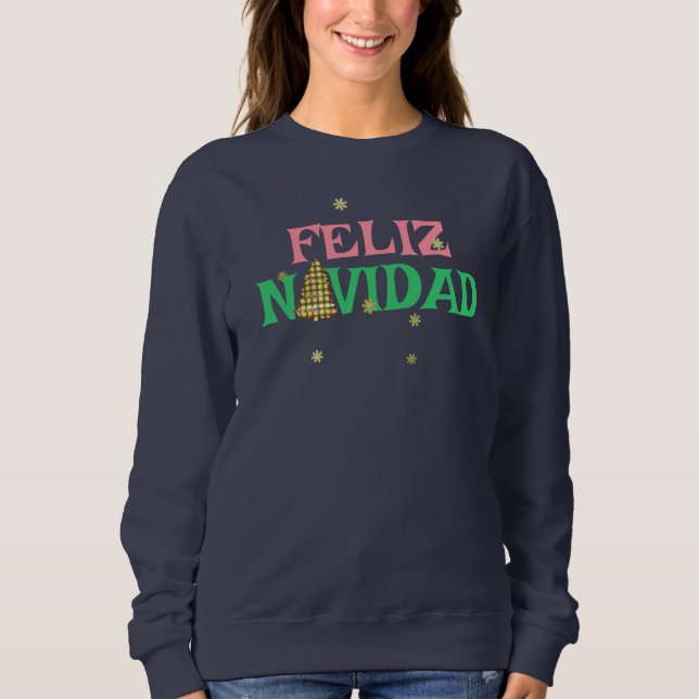 Feliz Navidad de Natal Mulheres Que Usam Suéteres (Frente)