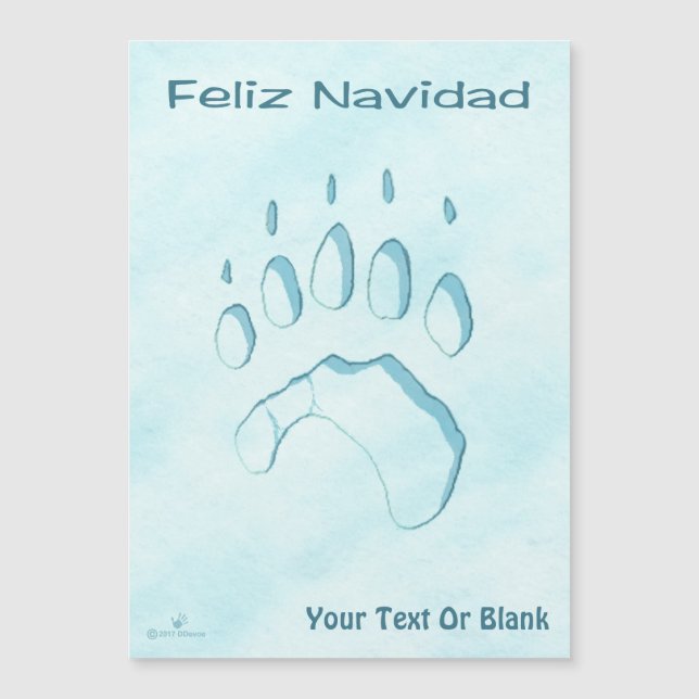 Feliz Navidad - Impressão de Pata de Urso Polar (Frente)