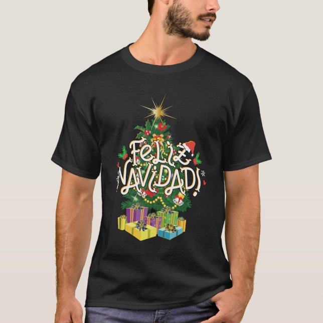 Feliz Navidad Men Camisa Negra (Frente)