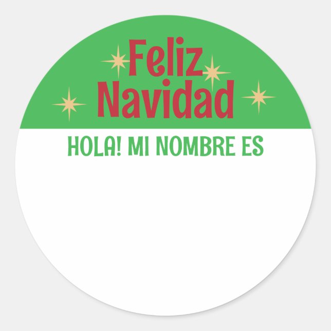 Feliz Navidad - Nome de etiqueta Alô Espanhol (Frente)