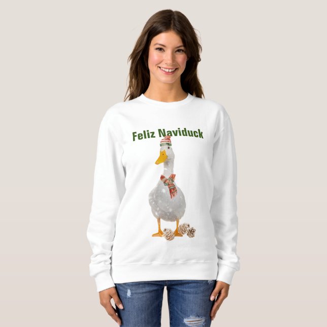 Feliz Naviduck Engraçado Camisa De Natal Do Pato (Frente Completa)