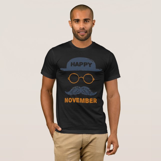 Feliz Novembro - Camiseta Retro Mustache (Frente Completa)