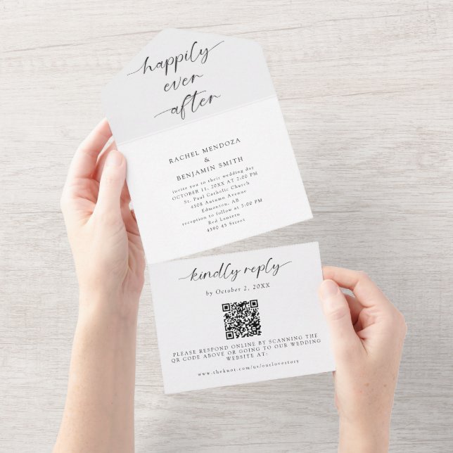 Feliz Nunca Após Casamento Mínimo de Código QR Ele (Aba destacável)