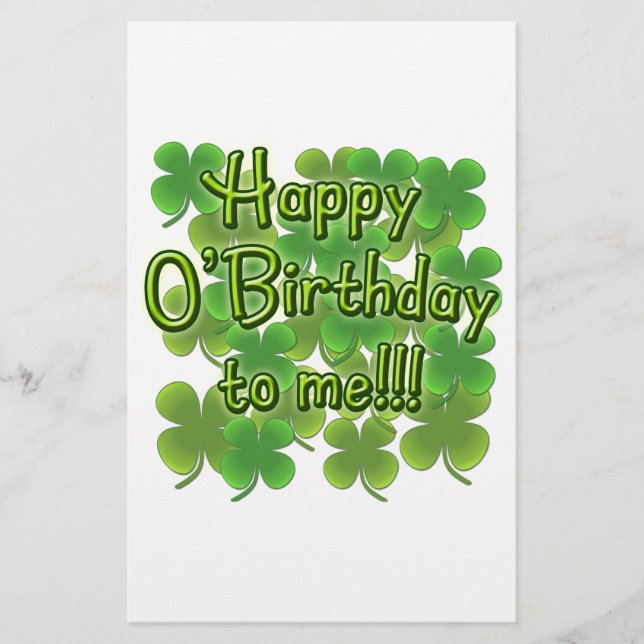 Feliz O'Birthday comigo com Shamrocks (Frente)