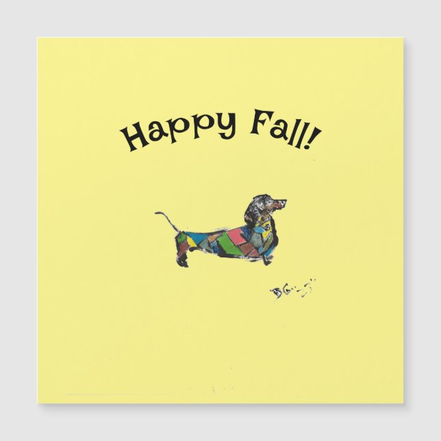 Feliz outono! Cartão magnético com Dachshund (Frente)