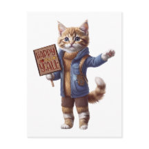 Feliz Outono para Todos Cartão Postal Autumn Kitte