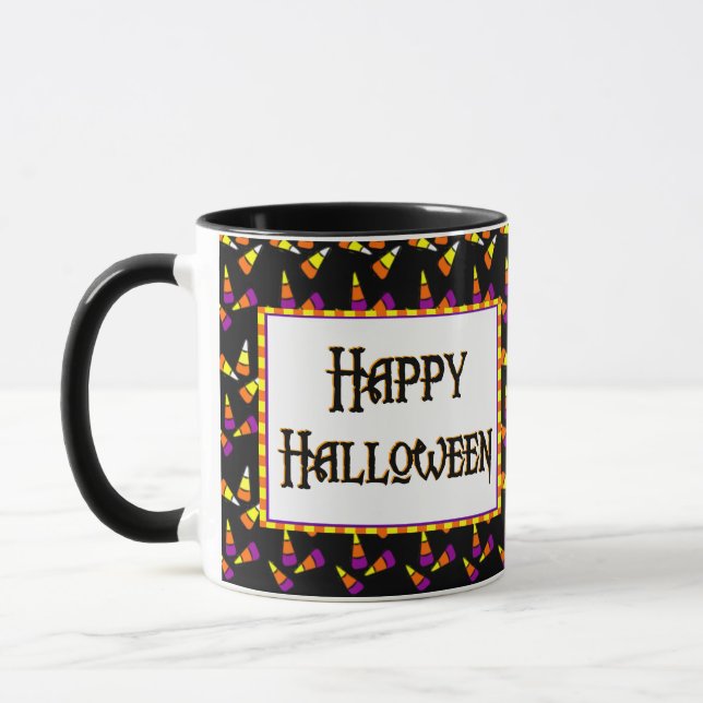 Feliz padrão de chocolate do Halloween na caneca p (Esquerda)