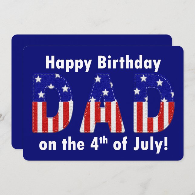Feliz Pai de aniversário Feliz Olhar 4 de julho (Frente/Verso)