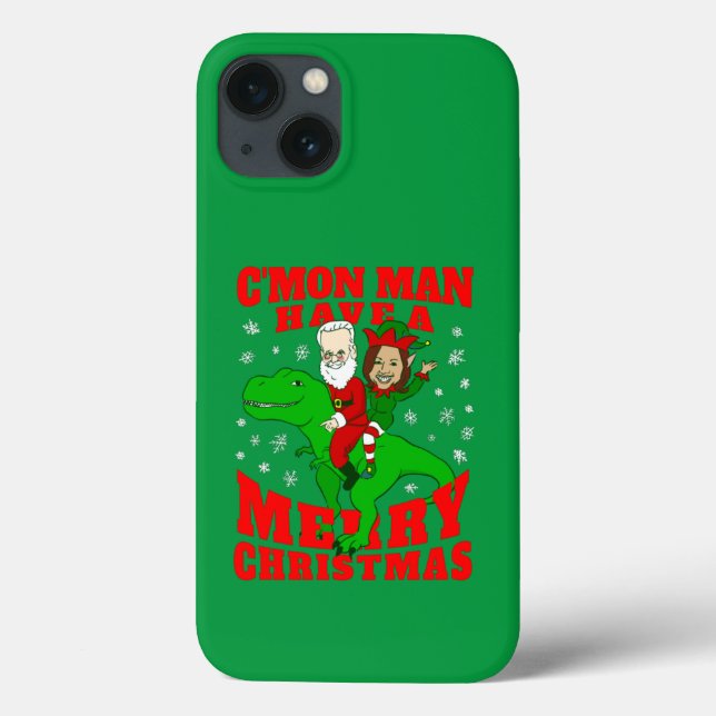 feliz papai noel de natal biden kamala harris dino (Verso)