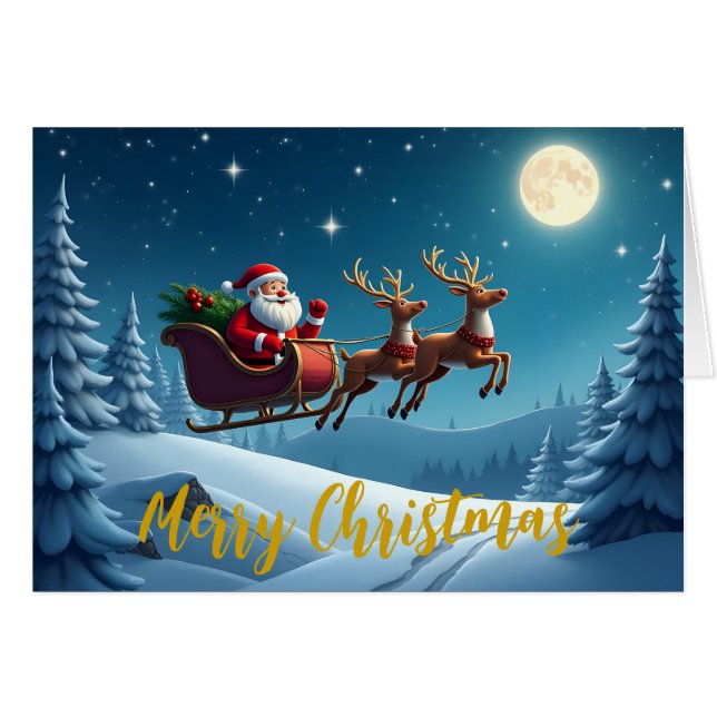 Feliz Papai noel de Natal e cartão de renas (Frente Horizontal)