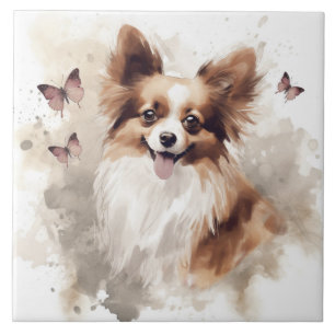 Feliz Papillon Dog Watercolor
