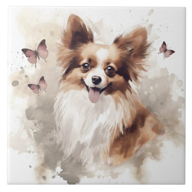 Feliz Papillon Dog Watercolor (Frente)
