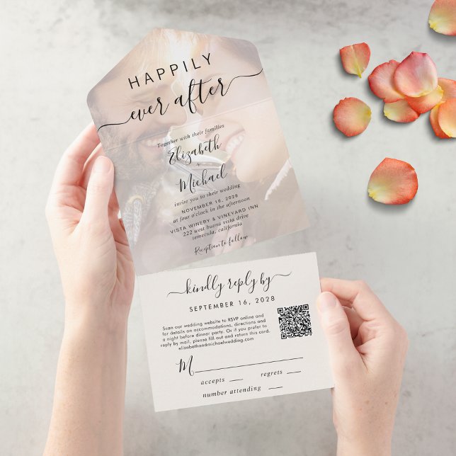 Feliz para Sempre Código QR Foto Creme Casamento (Our user-friendly template will generate your QR code automatically from your website address)