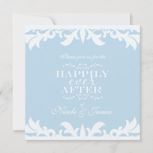 FELIZ PARA SEMPRE Convite de Casamento Azul Elegan