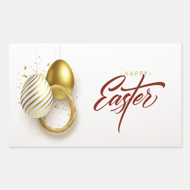 Feliz Páscoa Adesivo Retangular (Frente)