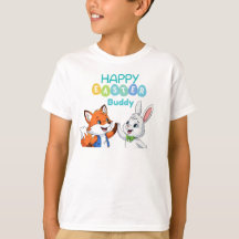 Feliz Páscoa Amigo Camiseta Infantil Coelho e Rapo