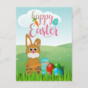 Feliz Páscoa com Coelho Bunny Kids Cartão Postal
