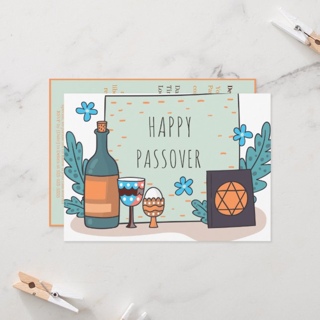 Feliz Páscoa| Convite de Seder Pesach lindo (Frente/Verso In Situ)