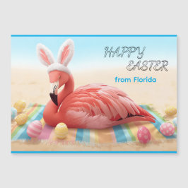 Feliz Páscoa da Florida Flamingo Cartão Magnético