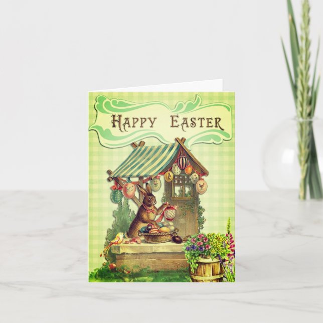 Feliz Páscoa imagem antiga de cartão de Páscoa (Frente)