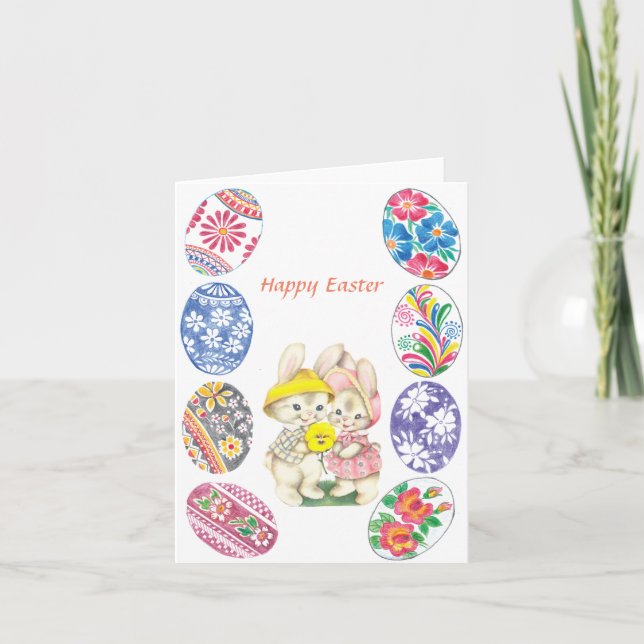 Feliz Páscoa imagem antiga de cartão de Páscoa (Frente)