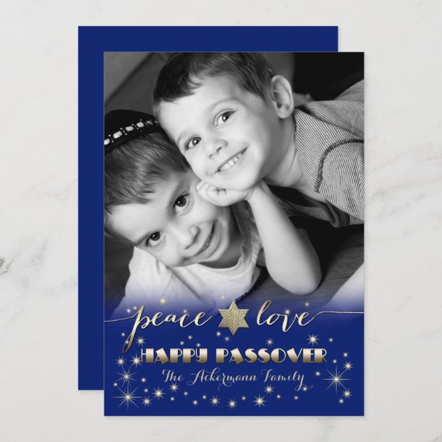 Feliz Passover. Cartão com fotos Personalizado (Frente/Verso)