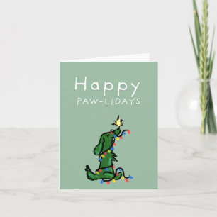 Feliz Paw-lidays Cartão de Boas Festas para Dachsh
