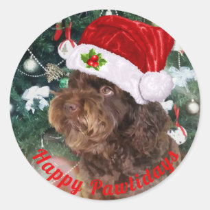 Feliz Pawlidays Adesivo Redondo Clássico