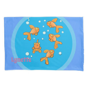 Feliz peixe-dourado com desenho animado de bolhas 