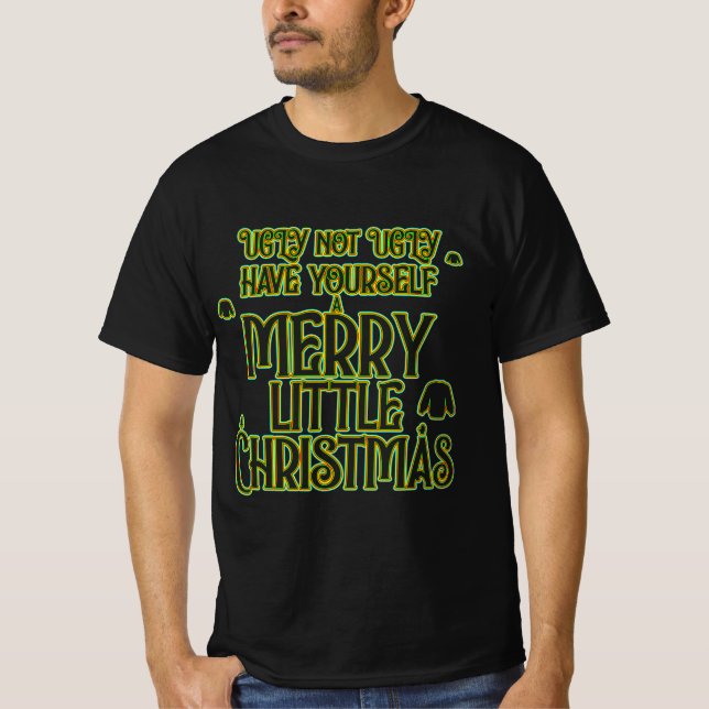 feliz pequena camisa feia de Natal (Frente)