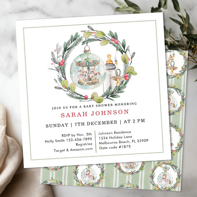 Feliz Pequeno Chá de fraldas - Convite Elegante De (Baby Shower Invite)