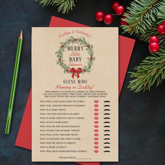 Feliz Pequeno Chá de fraldas De Natal Adivinha Que (Criador carregado)