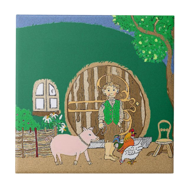 Feliz personagem de livro de fantasia em casa (Frente)