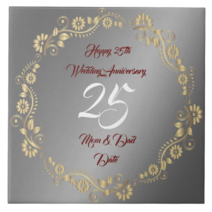 Feliz Personalização Prata 25º Aniversário