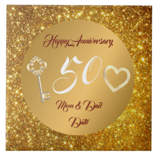 Feliz Personalizar Amor Dourado 50º Aniversário
