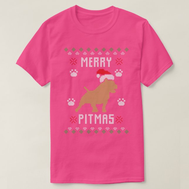 Feliz Pitmas Engraçado Pitbull Frio Suéter de Nata (Frente do Design)