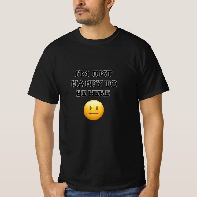 Feliz Por Estar Aqui" Camisa Emoji - Conteúdo Mini (Frente)