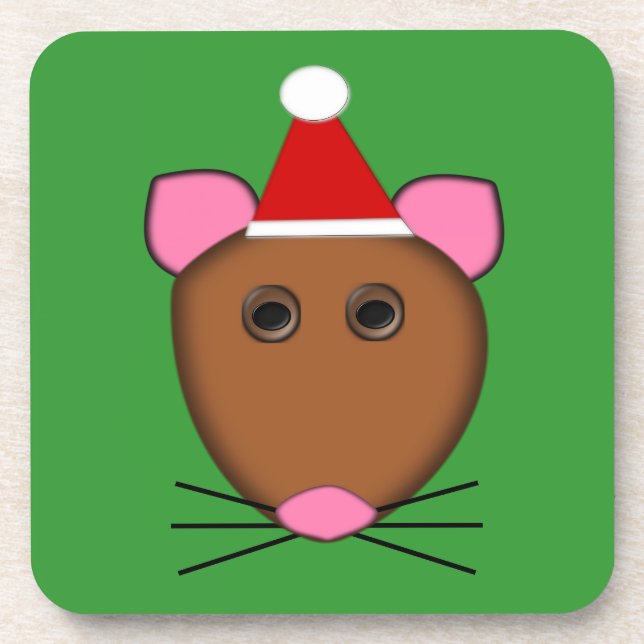 Feliz Porta copos de Mouse de Natal (Frente)