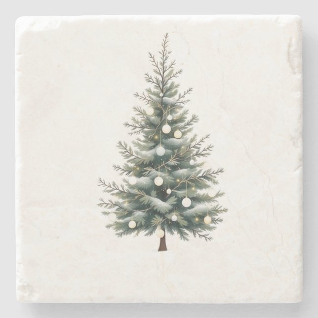 Feliz Porta copos de Pedra de Natal com Árvore de  (Frente)