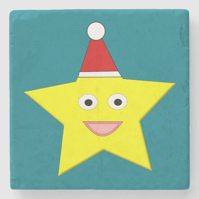 Feliz Porta copos de Pedra nas Estrelas de Natal (Frente)