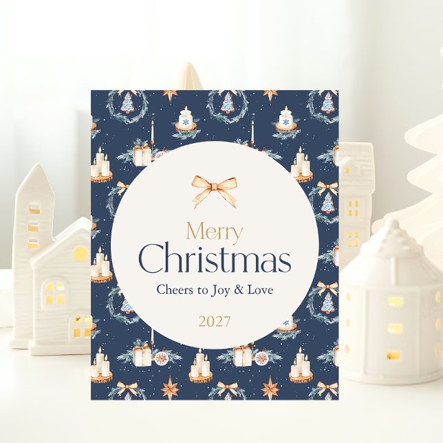 Feliz Poster de Natal com Arco Dourado de Aquarela (Criador carregado)