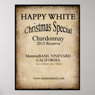 Feliz Poster de Natal de Vinho Branco!