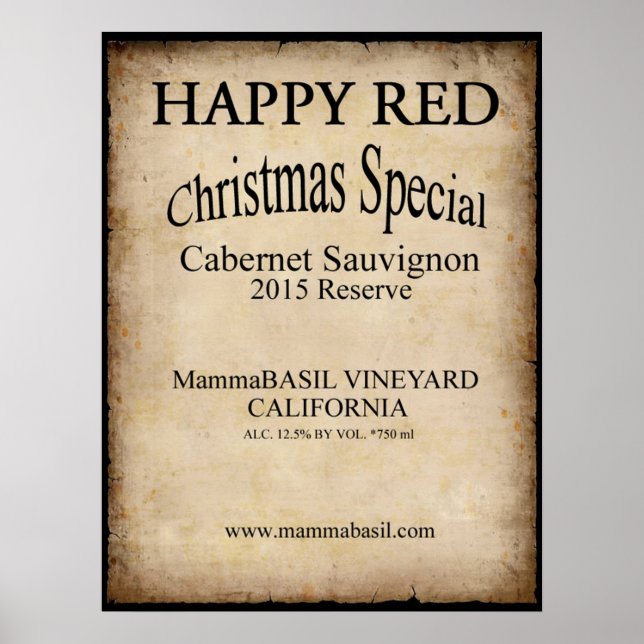 Feliz Poster de Natal do Vinho Vermelho! (Frente)