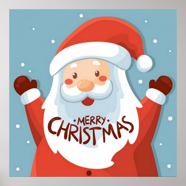 Feliz Poster de Papai noel de Natal (Frente)