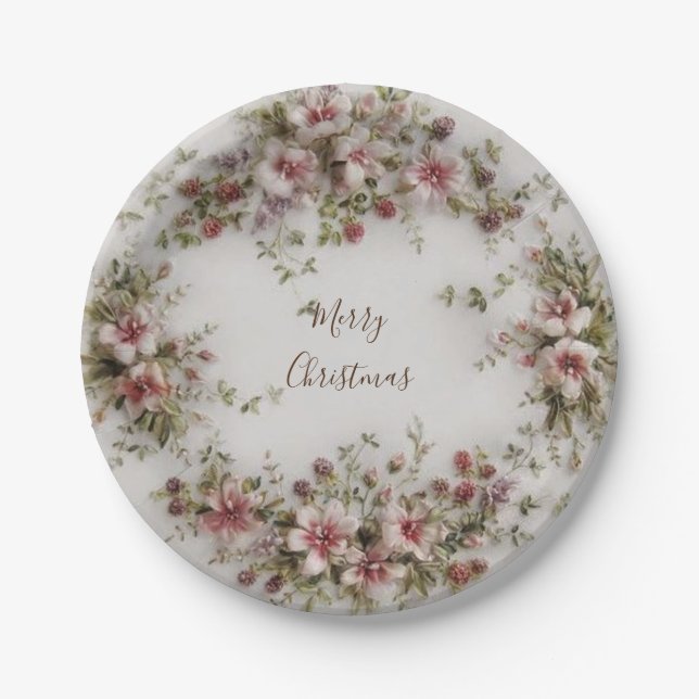 Feliz prato de papel de Natal (Frente)