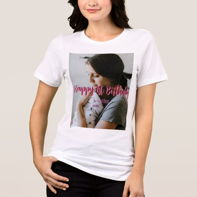 Feliz primeiro aniversario, bebê mãe vermelha, lar (Frente)